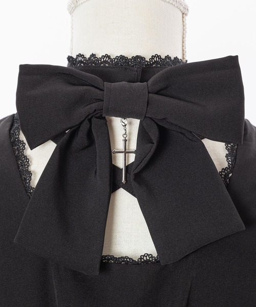 DearMyLove（ディアマイラブ）の「バルーン袖リボンリボンワンピース（ワンピース・レディース・ブラック/グレー・MEDIUM/LARGE）」の20枚目の写真