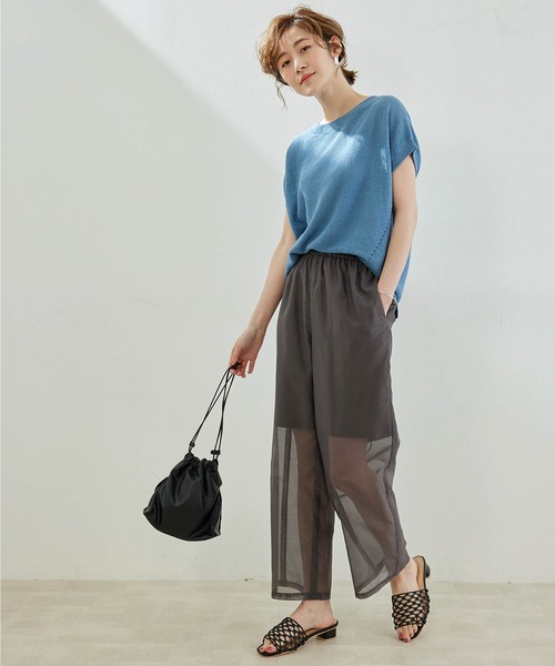 ROPE' PICNIC(ロペピクニック)の「【RENU再生ポリエステル】シアーパンツ(その他パンツ・レディース・チャコールグレー/ライトグリーン・38/40)」の15枚目の写真