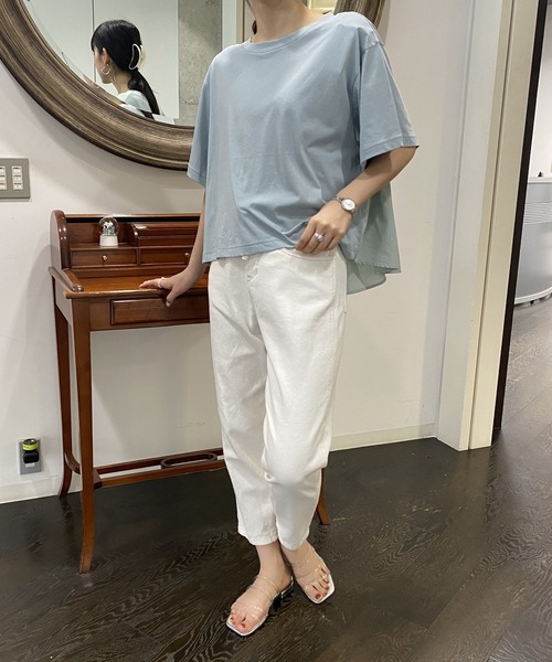 AS KNOW AS PINKY(アズノゥアズピンキー)の「アンクルフィットデニムパンツ(デニムパンツ・レディース・ケミカルウォッシュ/オフホワイト/ブラック系/ブルー・FREE)」の12枚目の写真