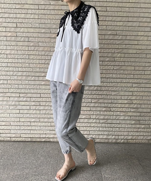 AS KNOW AS PINKY(アズノゥアズピンキー)の「アンクルフィットデニムパンツ(デニムパンツ・レディース・ケミカルウォッシュ/オフホワイト/ブラック系/ブルー・FREE)」の13枚目の写真