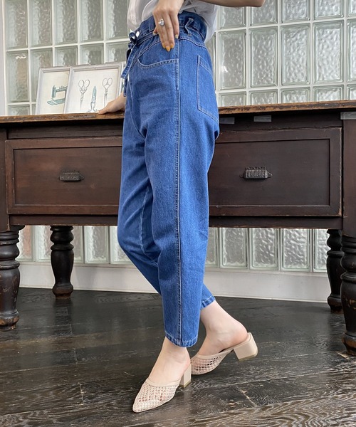 AS KNOW AS PINKY(アズノゥアズピンキー)の「アンクルフィットデニムパンツ(デニムパンツ・レディース・ケミカルウォッシュ/オフホワイト/ブラック系/ブルー・FREE)」の10枚目の写真