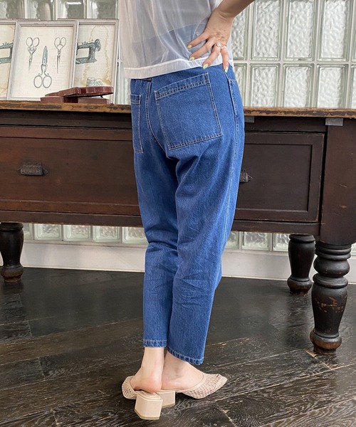 AS KNOW AS PINKY(アズノゥアズピンキー)の「アンクルフィットデニムパンツ(デニムパンツ・レディース・ケミカルウォッシュ/オフホワイト/ブラック系/ブルー・FREE)」の7枚目の写真