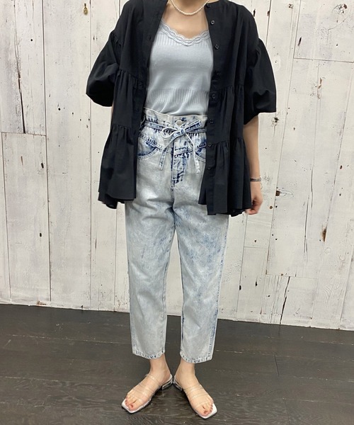 AS KNOW AS PINKY(アズノゥアズピンキー)の「アンクルフィットデニムパンツ(デニムパンツ・レディース・ケミカルウォッシュ/オフホワイト/ブラック系/ブルー・FREE)」の19枚目の写真