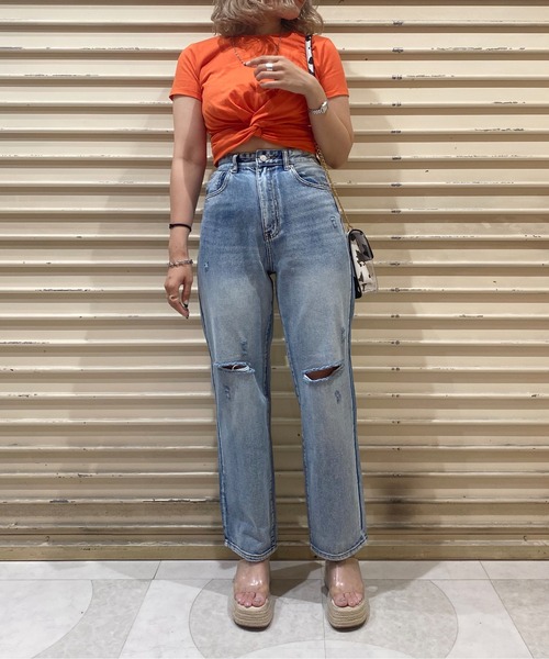 Way ワンウェイ のファッション フロントツイストtシャツ Tシャツ カットソー One トップス セール One Oneway