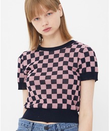 『LUV IS TRUE/ラブ イズ トゥルー』GV CHECKERBOARD KNIT/チェッカーボード 半袖 ニット