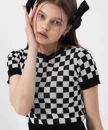 『LUV IS TRUE/ラブ イズ トゥルー』GV CHECKERBOARD KNIT/チェッカーボード 半袖 ニット