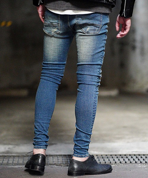 RATTLE TRAP（ラトルトラップ）の「【ハイパーストレッチ】裏起毛クラッシュ&リペア加工デニムパンツ（デニムパンツ・メンズ・ネイビー/ブルー・LL/S/M/L）」の6枚目の写真