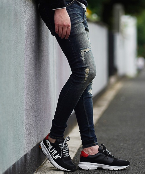 RATTLE TRAP（ラトルトラップ）の「【ハイパーストレッチ】裏起毛クラッシュ&リペア加工デニムパンツ（デニムパンツ・メンズ・ネイビー/ブルー・LL/S/M/L）」の18枚目の写真