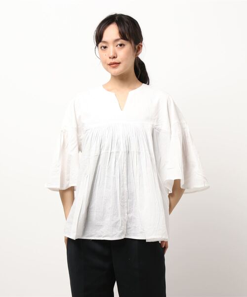 AMERICAN HOLIC(アメリカンホリック)の「ピンタックインドCottonブラウス(シャツ/ブラウス・レディース・ブラウン/オフホワイト/その他14・FREE)」の4枚目の写真
