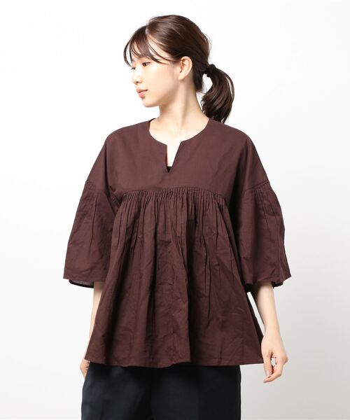 AMERICAN HOLIC(アメリカンホリック)の「ピンタックインドCottonブラウス(シャツ/ブラウス・レディース・ブラウン/オフホワイト/その他14・FREE)」の5枚目の写真