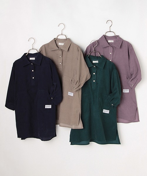 b・ROOM（ビールーム）の「コーデュロイシャツワンピース（シャツワンピース・キッズ・モスグリーン/サーモンピンク/グレー/ネイビー・130cm/100cm/110cm/120cm/90cm）」の14枚目の写真