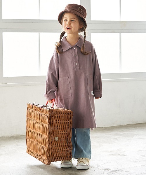 b・ROOM（ビールーム）の「コーデュロイシャツワンピース（シャツワンピース・キッズ・モスグリーン/サーモンピンク/グレー/ネイビー・130cm/100cm/110cm/120cm/90cm）」の17枚目の写真