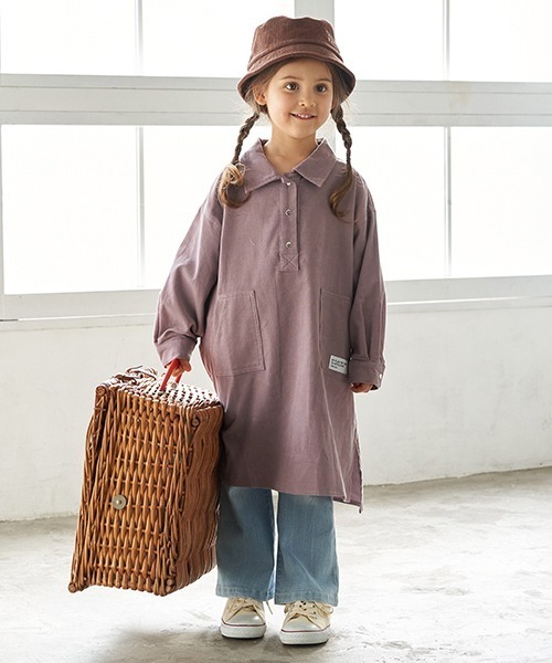 b・ROOM（ビールーム）の「コーデュロイシャツワンピース（シャツワンピース・キッズ・モスグリーン/サーモンピンク/グレー/ネイビー・130cm/100cm/110cm/120cm/90cm）」の18枚目の写真