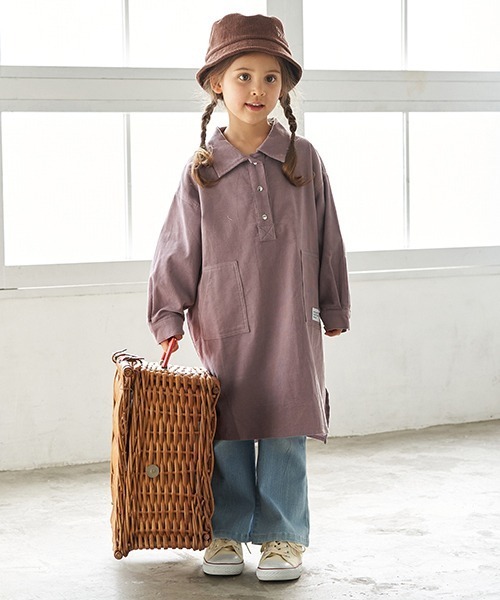 b・ROOM（ビールーム）の「コーデュロイシャツワンピース（シャツワンピース・キッズ・モスグリーン/サーモンピンク/グレー/ネイビー・130cm/100cm/110cm/120cm/90cm）」の19枚目の写真