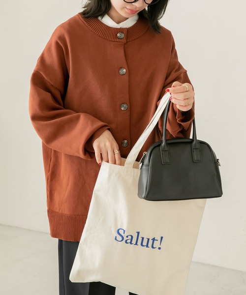 BONLECILL(ボンルシール)の「2way ビッグシルエット ニットカーディガン/クルーネック(カーディガン/ボレロ・レディース・ブラック/ブラウン/グレー/ブルー/グリーン/アイボリー/ライトグリーン/ピンク/ネイビー/レッド/ライトカーキ/ダークネイビー・FREE)」の18枚目の写真