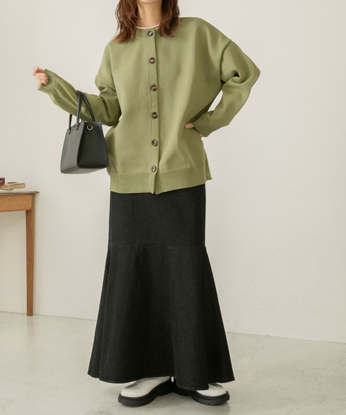 BONLECILL(ボンルシール)の「2way ビッグシルエット ニットカーディガン/クルーネック(カーディガン/ボレロ・レディース・ブラック/ブラウン/グレー/ブルー/グリーン/アイボリー/ライトグリーン/ピンク/ネイビー/レッド/ライトカーキ/ダークネイビー・FREE)」の20枚目の写真