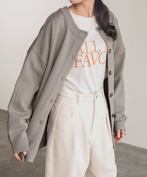 BONLECILL(ボンルシール)の「2way ビッグシルエット ニットカーディガン/クルーネック(カーディガン/ボレロ・レディース・ブラック/ブラウン/グレー/ブルー/グリーン/アイボリー/ライトグリーン/ピンク/ネイビー/レッド/ライトカーキ/ダークネイビー・FREE)」の15枚目の写真