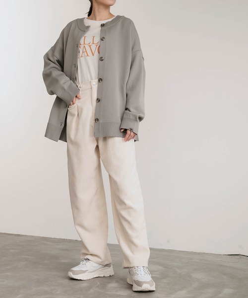 BONLECILL(ボンルシール)の「2way ビッグシルエット ニットカーディガン/クルーネック(カーディガン/ボレロ・レディース・ブラック/ブラウン/グレー/ブルー/グリーン/アイボリー/ライトグリーン/ピンク/ネイビー/レッド/ライトカーキ/ダークネイビー・FREE)」の14枚目の写真