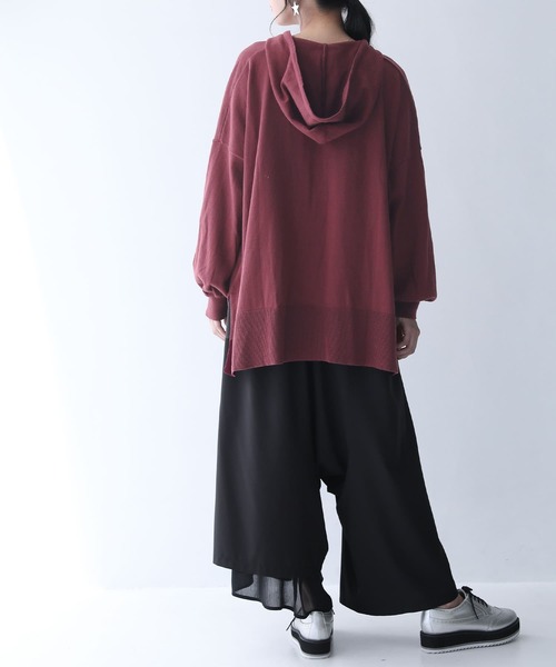 osharewalker（オシャレウォーカー）の「【廃盤】『フード付き綿ニットパーカー』（パーカー・レディース・チャコールグレー/ベージュ/ネイビー/ブラウン/グリーン/モカ/ブルーグリーン/ワイン/ブラック/ラベンダー・FREE）」の18枚目の写真