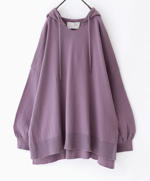osharewalker（オシャレウォーカー）の「【廃盤】『フード付き綿ニットパーカー』（パーカー・レディース・チャコールグレー/ベージュ/ネイビー/ブラウン/グリーン/モカ/ブルーグリーン/ワイン/ブラック/ラベンダー・FREE）」の11枚目の写真