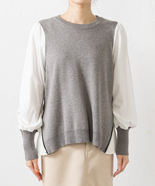 prose verse（プロズヴェール）の「サイドジッププリーツ切り替えニット（ニット/セーター・レディース・ブラック/グレー/マスタード・ﾌﾘ-）」の22枚目の写真