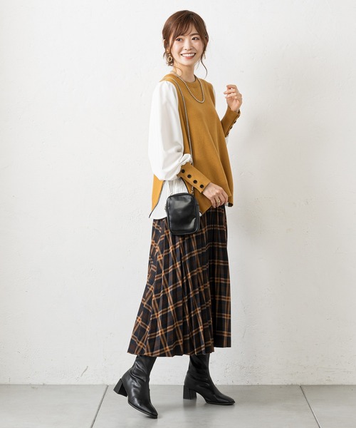 prose verse（プロズヴェール）の「サイドジッププリーツ切り替えニット（ニット/セーター・レディース・ブラック/グレー/マスタード・ﾌﾘ-）」の4枚目の写真