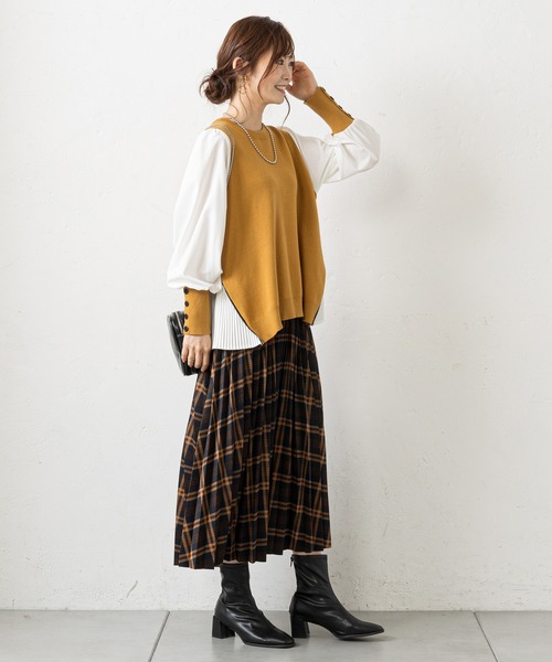 prose verse（プロズヴェール）の「サイドジッププリーツ切り替えニット（ニット/セーター・レディース・ブラック/グレー/マスタード・ﾌﾘ-）」の11枚目の写真