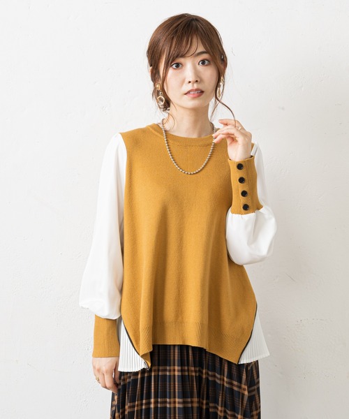 prose verse（プロズヴェール）の「サイドジッププリーツ切り替えニット（ニット/セーター・レディース・ブラック/グレー/マスタード・ﾌﾘ-）」の5枚目の写真