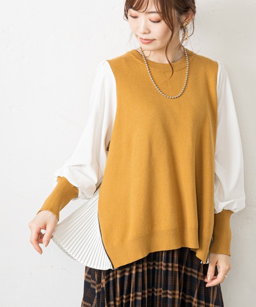 prose verse（プロズヴェール）の「サイドジッププリーツ切り替えニット（ニット/セーター・レディース・ブラック/グレー/マスタード・ﾌﾘ-）」の12枚目の写真