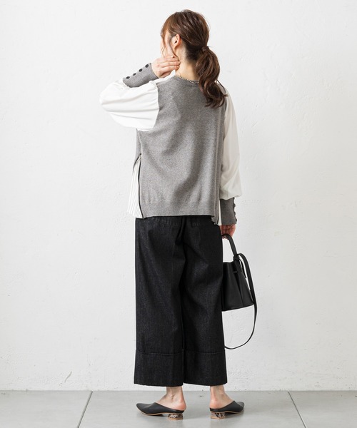 prose verse（プロズヴェール）の「サイドジッププリーツ切り替えニット（ニット/セーター・レディース・ブラック/グレー/マスタード・ﾌﾘ-）」の19枚目の写真