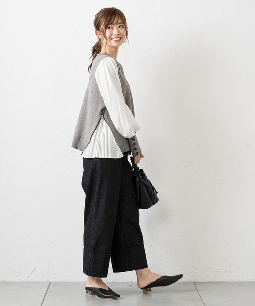 prose verse（プロズヴェール）の「サイドジッププリーツ切り替えニット（ニット/セーター・レディース・ブラック/グレー/マスタード・ﾌﾘ-）」の13枚目の写真