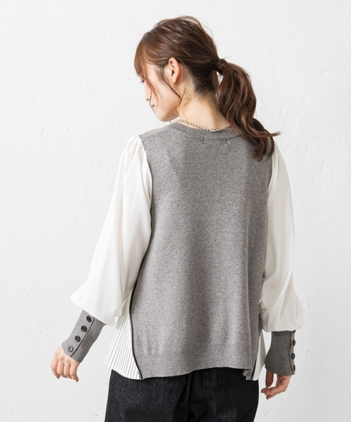 prose verse（プロズヴェール）の「サイドジッププリーツ切り替えニット（ニット/セーター・レディース・ブラック/グレー/マスタード・ﾌﾘ-）」の20枚目の写真