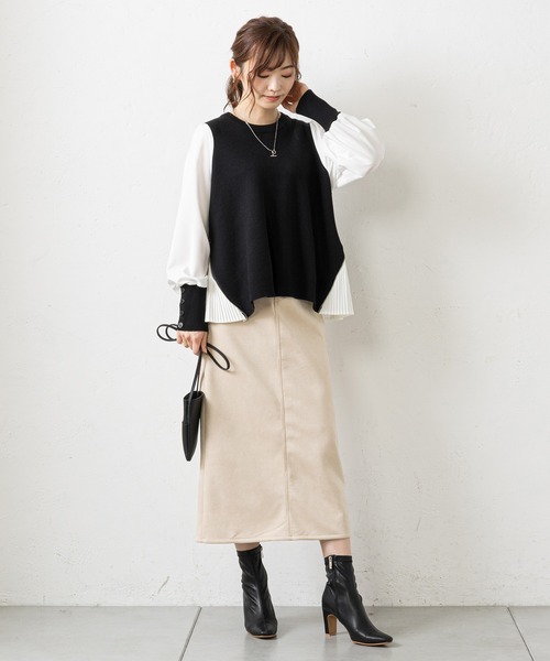 prose verse（プロズヴェール）の「サイドジッププリーツ切り替えニット（ニット/セーター・レディース・ブラック/グレー/マスタード・ﾌﾘ-）」の14枚目の写真