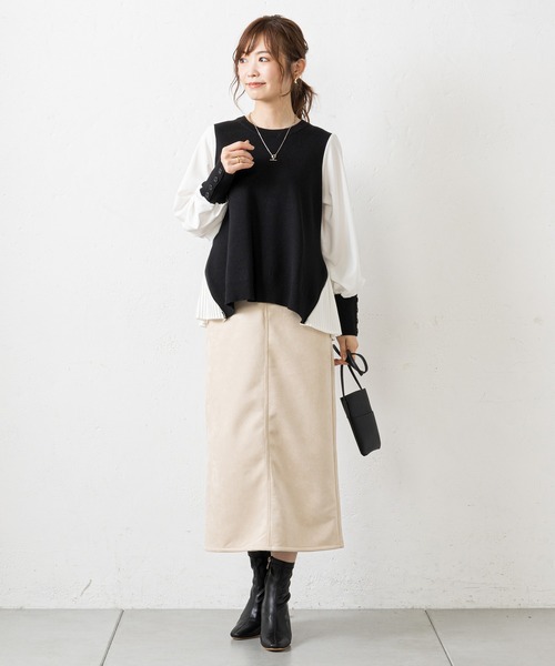 prose verse（プロズヴェール）の「サイドジッププリーツ切り替えニット（ニット/セーター・レディース・ブラック/グレー/マスタード・ﾌﾘ-）」の8枚目の写真