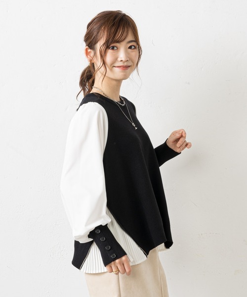 prose verse（プロズヴェール）の「サイドジッププリーツ切り替えニット（ニット/セーター・レディース・ブラック/グレー/マスタード・ﾌﾘ-）」の15枚目の写真