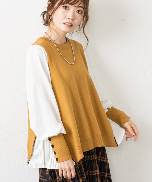 prose verse（プロズヴェール）の「サイドジッププリーツ切り替えニット（ニット/セーター・レディース・ブラック/グレー/マスタード・ﾌﾘ-）」の18枚目の写真