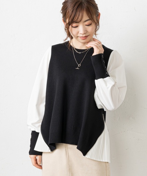 prose verse（プロズヴェール）の「サイドジッププリーツ切り替えニット（ニット/セーター・レディース・ブラック/グレー/マスタード・ﾌﾘ-）」の21枚目の写真