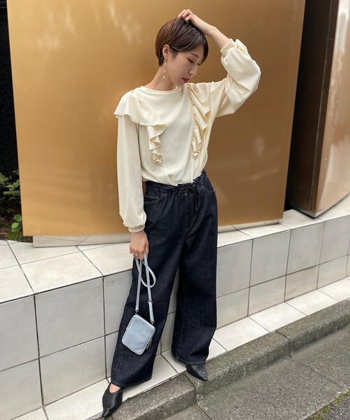 un dix cors（アンディコール）の「定番人気　イージーワイドデニムパンツ（デニムパンツ・レディース・ブルー/ネイビー・36/38）」の21枚目の写真