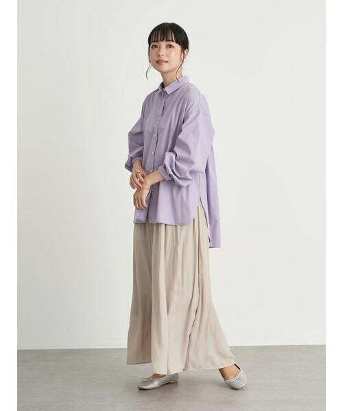 earth music&ecology（アースミュージックアンドエコロジー）の「サテンワイドパンツ ＊（その他パンツ・レディース・チャコールグレー/ダークブルー/ライトベージュ/テラコッタ・FREE）」の11枚目の写真