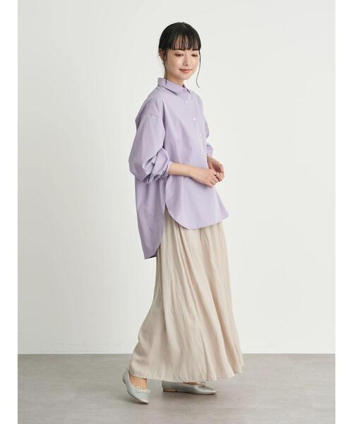 earth music&ecology（アースミュージックアンドエコロジー）の「サテンワイドパンツ ＊（その他パンツ・レディース・チャコールグレー/ダークブルー/ライトベージュ/テラコッタ・FREE）」の7枚目の写真