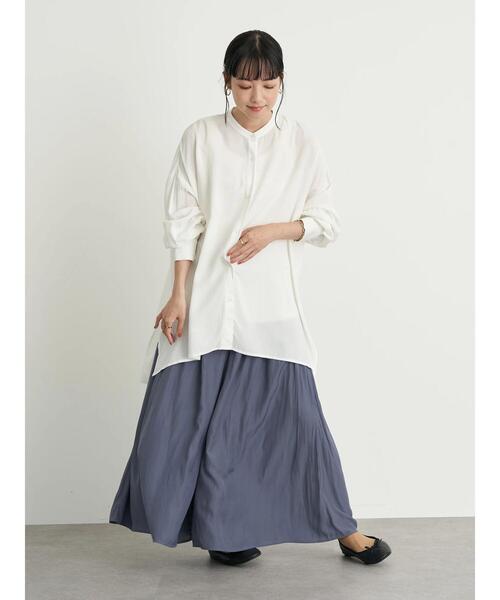 earth music&ecology（アースミュージックアンドエコロジー）の「サテンワイドパンツ ＊（その他パンツ・レディース・チャコールグレー/ダークブルー/ライトベージュ/テラコッタ・FREE）」の19枚目の写真