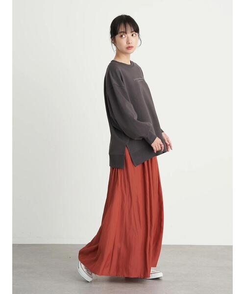 earth music&ecology（アースミュージックアンドエコロジー）の「サテンワイドパンツ ＊（その他パンツ・レディース・チャコールグレー/ダークブルー/ライトベージュ/テラコッタ・FREE）」の16枚目の写真