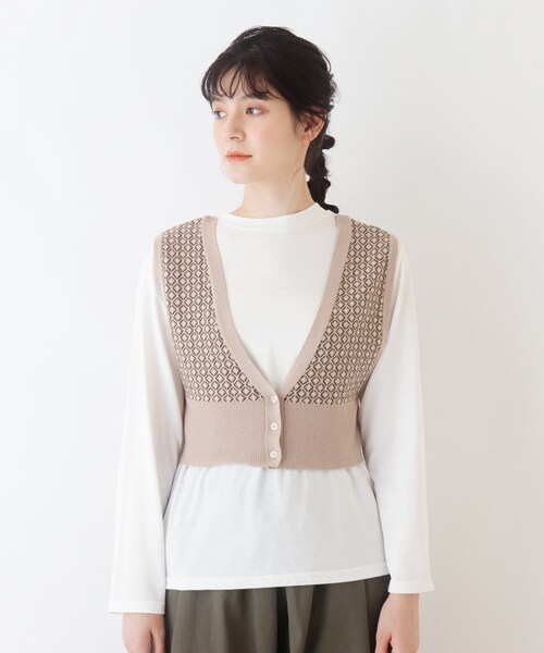 Cutie Blonde（キューティーブロンド）の「◆【S-L/2点セット】ニットビスチェ＋Tシャツ（Tシャツ/カットソー・レディース・ブラック系3/ブラック/ベージュ系3・01/03/02）」の4枚目の写真