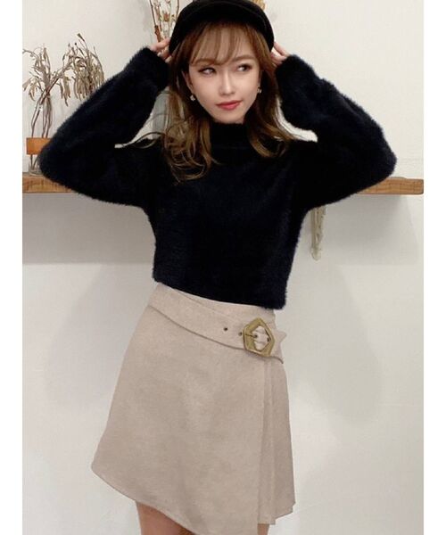 RESEXXY（リゼクシー）の「ハイネックシャギーニットトップス（ニット/セーター・レディース・ホワイト/ブラック/ベージュ・FREE）」の3枚目の写真