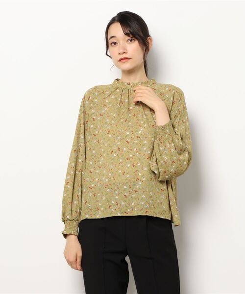 Te chichi TERRASSE（テチチテラス）の「【日比谷花壇コラボ】スタンドフリルブラウス（シャツ/ブラウス・レディース・グリーン/ブルー/ネイビー・ﾌﾘ-）」の8枚目の写真