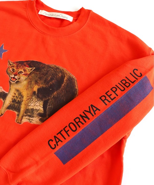 And A(アンドエー)の「AlexanderLeeChang アレキサンダーリーチャン / CATFORNYA CREW キャットフォルニャ リパブリック クルーネック プリントスウェット トレーナー / AC012119(スウェット・メンズ・グレー/ブラック/オレンジ・2/3/4)」の7枚目の写真