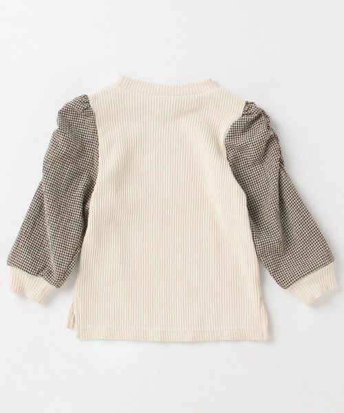 petit main（プティマイン）の「【リンク】ギンガムスリーブ長袖T（Tシャツ/カットソー・キッズ・ダークブラウン/アイボリー/ラベンダー・80ｃｍ/90cm/110cm/100cm/120cm/130cm）」の12枚目の写真