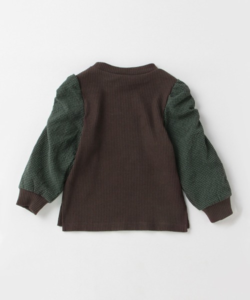 petit main（プティマイン）の「【リンク】ギンガムスリーブ長袖T（Tシャツ/カットソー・キッズ・ダークブラウン/アイボリー/ラベンダー・80ｃｍ/90cm/110cm/100cm/120cm/130cm）」の10枚目の写真