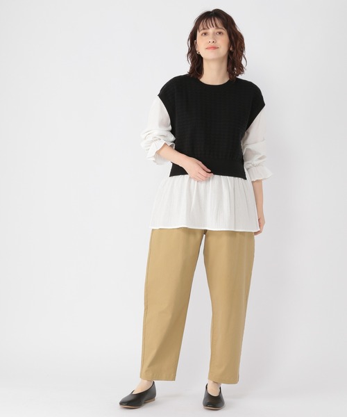 studio CLIP（スタディオクリップ）の「12ゲージベストレイヤード風プルオーバー（ニット/セーター・レディース・ブラック/グリーン/ライトベージュ・FREE）」の6枚目の写真