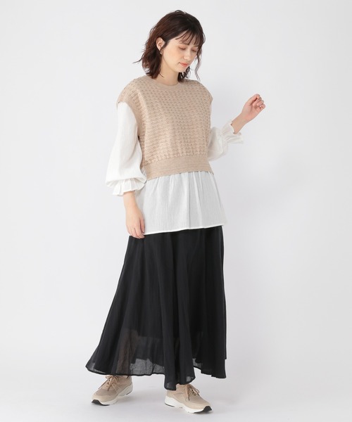 studio CLIP（スタディオクリップ）の「12ゲージベストレイヤード風プルオーバー（ニット/セーター・レディース・ブラック/グリーン/ライトベージュ・FREE）」の16枚目の写真